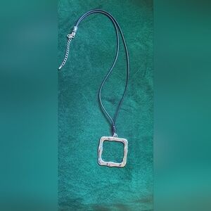 Silver square pendant necklace